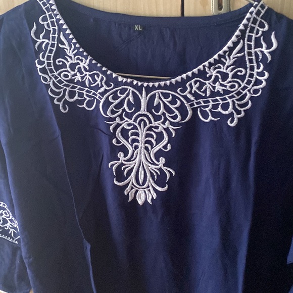 Navy blue Womens rayon top - Picture 3 of 8